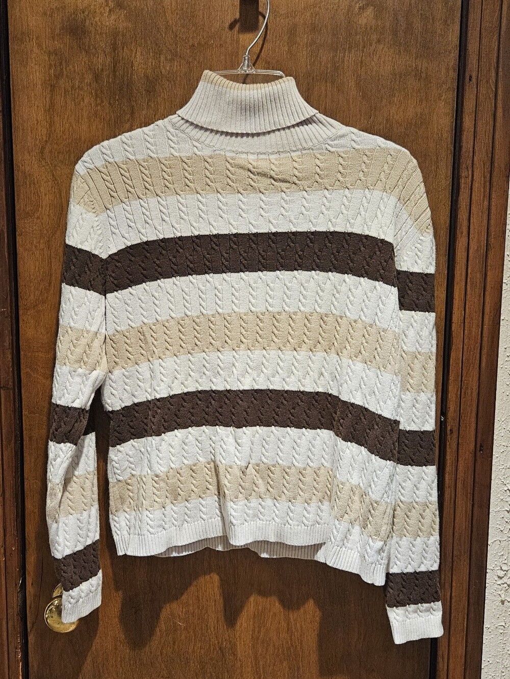 Valerie Stevens Casual Turtle-Neck Sweater Striped Women's Size Medium 100%...
